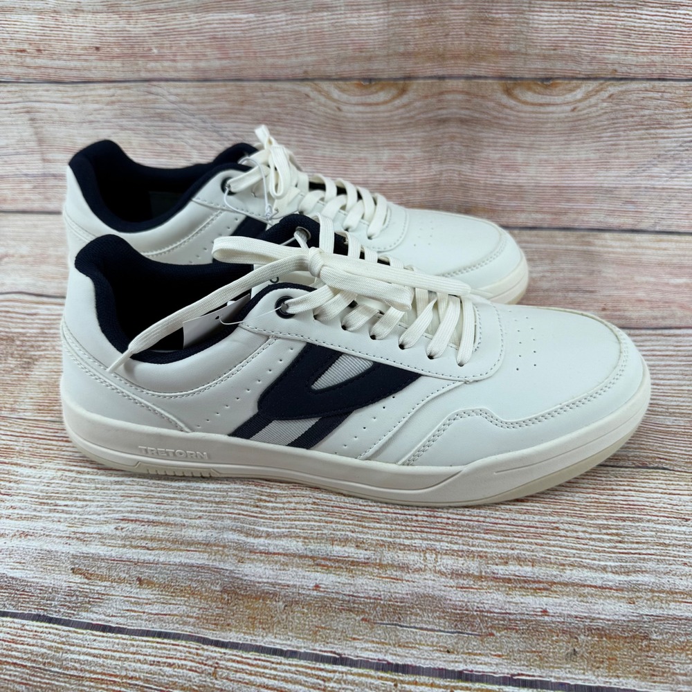 Tretorn Dennis Mens Sneakers White Navy Blue Low Top Retro Shoes 1775640 Size 10
